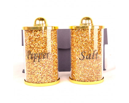 Furnings Salt & Pepper on a Tray, Gold Crushed Diamond Glass