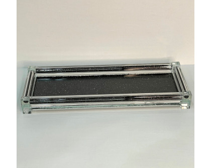 Furnings - Black Crushed Diamond Glass Tray in Gift Box