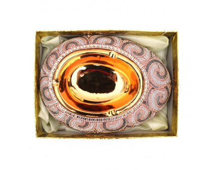 Furnings Ambrose Gold Plated Crystal Embellished Ceramic Ashtray (8.5 In. x 6.5 In. x 2.4 In.)