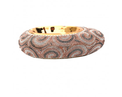 Furnings Ambrose Gold Plated Crystal Embellished Ceramic Ashtray (8.5 In. x 6.5 In. x 2.4 In.)