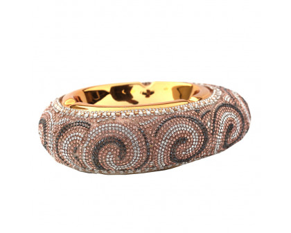 Furnings Ambrose Gold Plated Crystal Embellished Ceramic Ashtray (7.5 In. x 5.2 In. 2 In.)