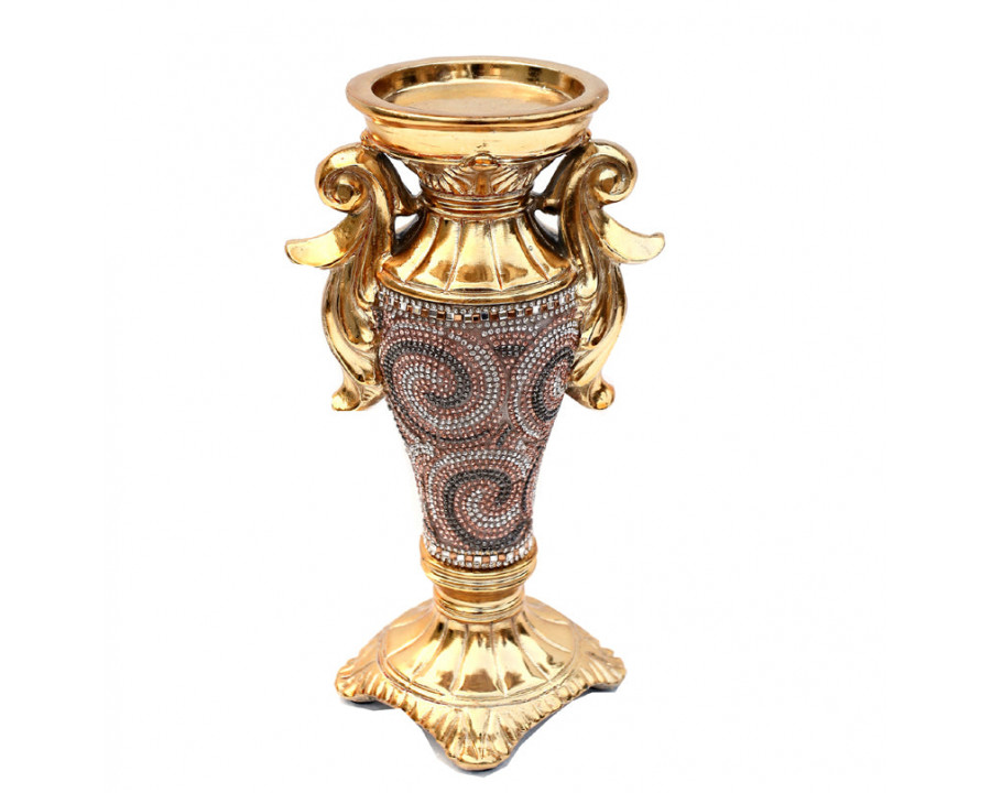 Furnings - Ambrose Gold Plated Crystal Embellished Ceramic Vase (5.5 In. x 4 In. x 9.5 In.)