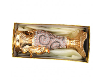 Furnings - Ambrose Gold Plated Crystal Embellished Ceramic Vase (5.5 In. x 4 In. x 9.5 In.)