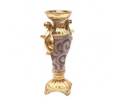 Furnings - Ambrose Gold Plated Crystal Embellished Ceramic Vase (5.5 In. x 4 In. x 9.5 In.)