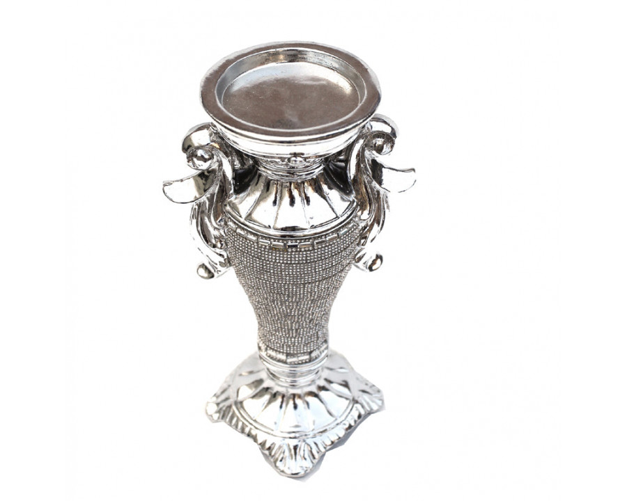 Furnings - Ambrose Chrome Plated Crystal Embellished Ceramic Vase (5.5 In. x 4 In. x 9.5 In.)