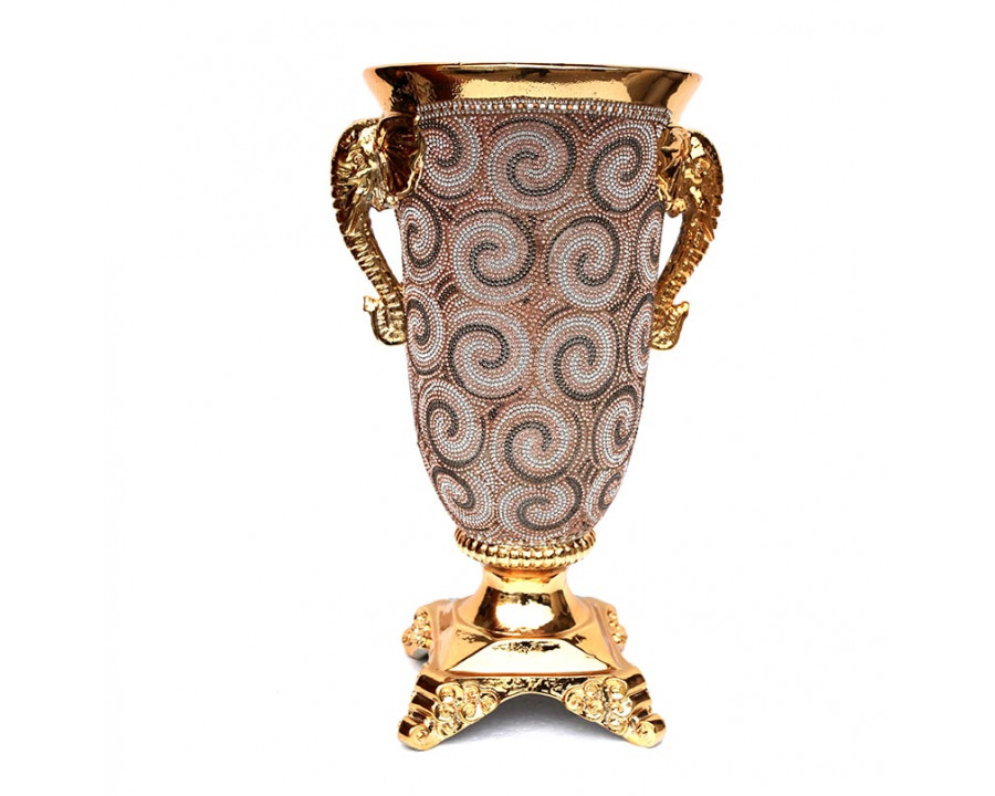 Furnings - Ambrose Gold Plated Crystal Embellished Ceramic Vase (9 In. x 8 In. x 15 In.)