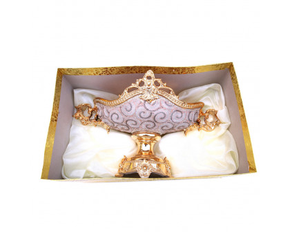 Furnings - Ambrose Gold Plated Crystal Embellished Ceramic Fruit Platter (20.5 In. x 12 In. x 12 In.)