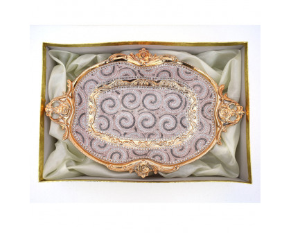 Furnings - Ambrose Gold Plated Crystal Embellished Ceramic Plate (17.5 In. x 11.6 In. x 4.5 In.)