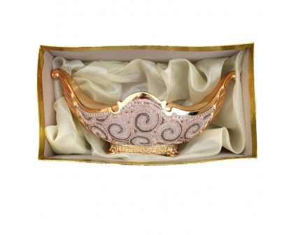 Furnings - Ambrose Gold Plated Crystal Embellished Ceramic Fruit Platter (15.5 In. x 8 In. x 7 In.)