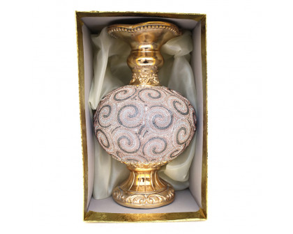 Furnings - Ambrose Gold Plated Crystal Embellished Ceramic Vase (8 In. x 8 In. x 13 In.)