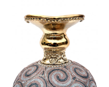 Furnings - Ambrose Gold Plated Crystal Embellished Ceramic Vase (8 In. x 8 In. x 13 In.)