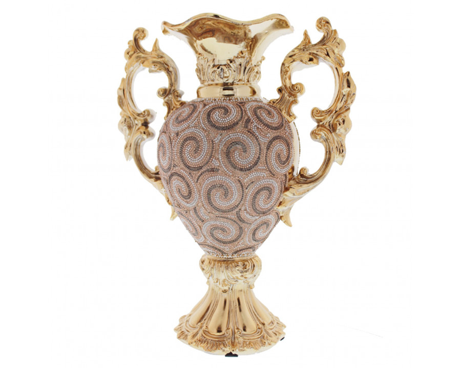 Furnings - Ambrose Gold Plated Crystal Embellished Ceramic Vase (12.2 In. x 7.1 In. x 16.25 In.)