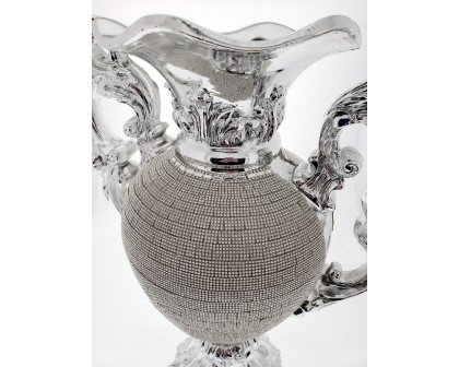 Furnings - Ambrose Chrome Plated Crystal Embellished Ceramic Vase (12.2 In. x 7.1 In. x 16.25 In.)