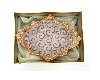 Furnings - Ambrose Gold Plated Crystal Embellished Floral Ceramic Plate (16.5 In. x 10.6 In. 4.2 In.)