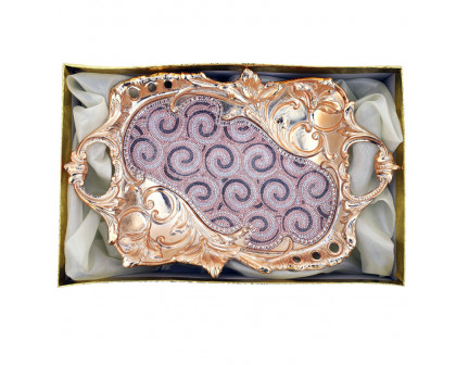 Furnings - Ambrose Crystal Embellished Floral Plate in Gold Plated, Ceramic (16.5 In. x 10.6 In. 4.2 In.) (YS9245J7R)