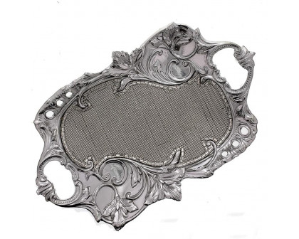 Furnings - Ambrose Chrome Plated Crystal Embellished Floral Ceramic Plate (16.5 In. x 10.6 In. 4.2 In.)