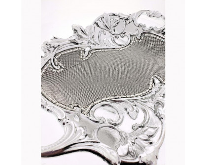 Furnings - Ambrose Chrome Plated Crystal Embellished Floral Ceramic Plate (16.5 In. x 10.6 In. 4.2 In.)