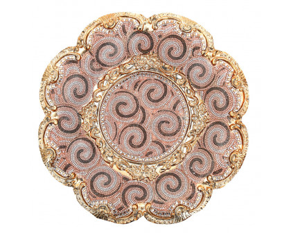 Furnings - Ambrose Gold Plated Crystal Embellished Ceramic Fruit Platter (13 In. x 13 In. x 6 In.)