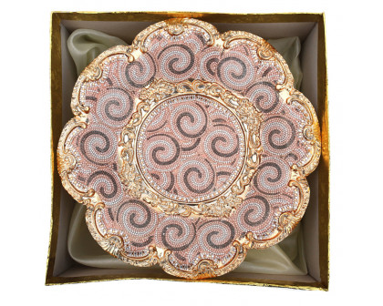 Furnings - Ambrose Gold Plated Crystal Embellished Ceramic Fruit Platter (13 In. x 13 In. x 6 In.)