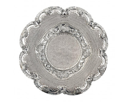 Furnings - Ambrose Chrome Plated Crystal Embellished Ceramic Fruit Platter (13 In. x 13 In. x 6 In.)