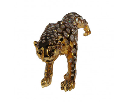 Furnings Ambrose Diamond Encrusted Gold Plated Panther - Large