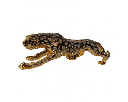 Furnings Ambrose Diamond Encrusted Gold Plated Panther - Large