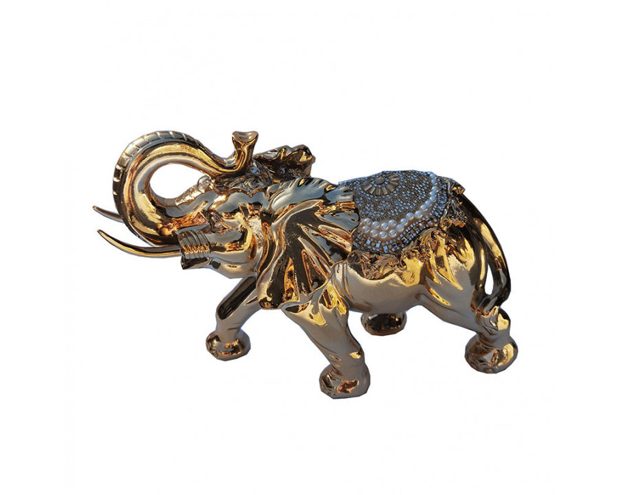 Furnings - Ambrose Gold Plated Happy Elephant (11.5" x 5" x 8.5")