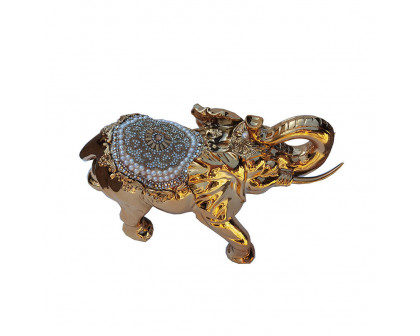 Furnings - Ambrose Gold Plated Happy Elephant (11.5" x 5" x 8.5")