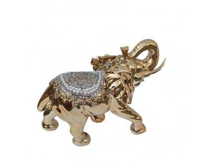 Furnings - Ambrose Gold Plated Happy Elephant (11.5" x 5" x 8.5")