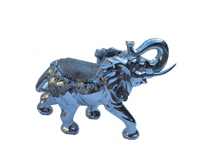 Furnings - Ambrose Chrome Plated Happy Elephant (11.5" x 5" x 8.5")