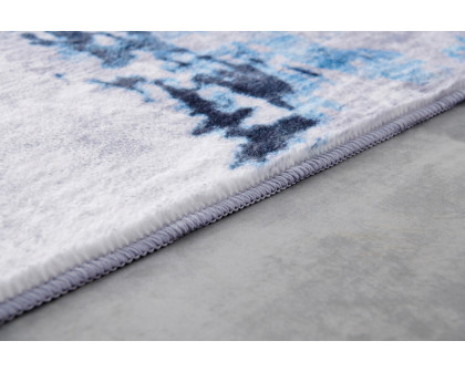 Furnings Zara Abstract Design Machine Washable Gray Blue Yellow Area Rug - 3'L x 2'W x 1"H