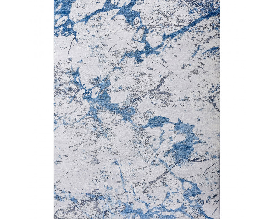 Furnings - Zara Abstract Design Machine Washable Silver Blue Area Rug