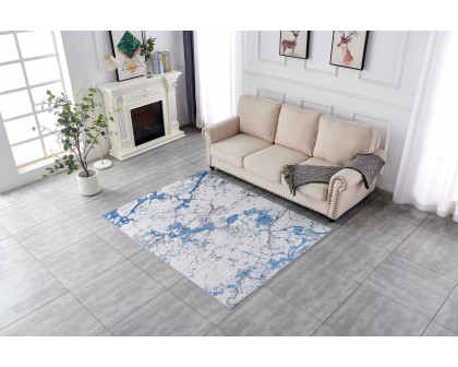 Furnings Zara Abstract Design Machine Washable Silver Blue Area Rug - 3'L x 2'W x 1"H