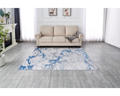 Furnings Zara Abstract Design Machine Washable Silver Blue Area Rug - 3'L x 2'W x 1"H