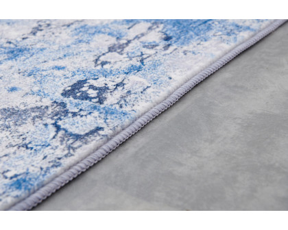 Furnings Zara Abstract Design Machine Washable Silver Blue Area Rug - 3'L x 2'W x 1"H