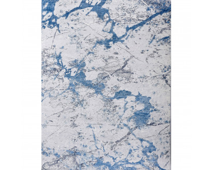 Furnings - Zara Abstract Design Machine Washable Silver Blue Area Rug