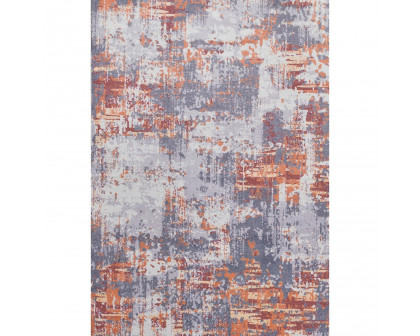 Furnings - Zara Abstract Design Machine Washable Gray, Brown and Orange Area Rug