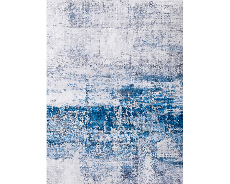 Furnings Zara Abstract Design Machine Washable Gray and Turquoise Area Rug - 3'L x 2'W x 1"H