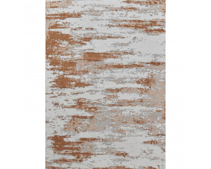 Furnings - Zara Abstract Design Machine Washable Gray, Brown and Rust Area Rug