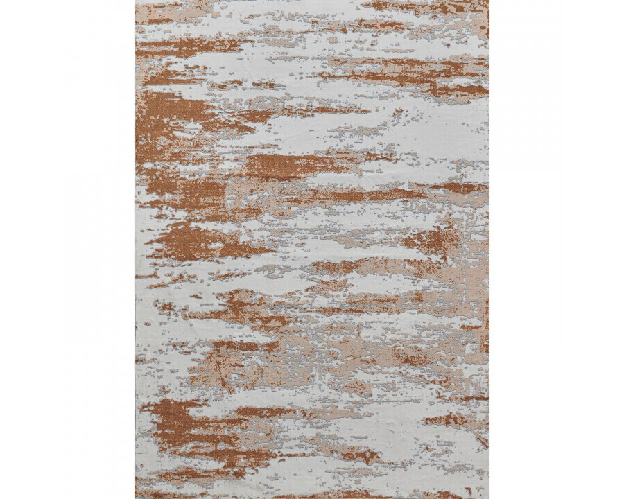 Furnings Zara Abstract Design Machine Washable Gray, Brown and Rust Area Rug - 3'L x 2'W x 1"H