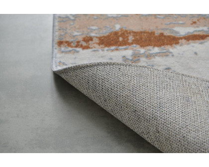 Furnings Zara Abstract Design Machine Washable Gray, Brown and Rust Area Rug - 10.5'L x 7.5'W x 1"H