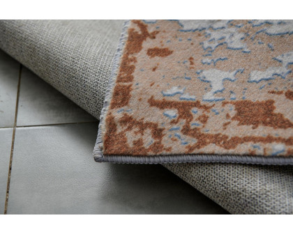 Furnings Zara Abstract Design Machine Washable Gray, Brown and Rust Area Rug - 10.5'L x 7.5'W x 1"H