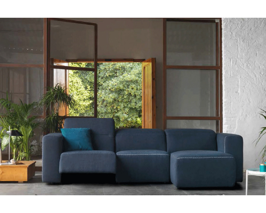 Gamamobel - Lecco Square Arms Relax Sofa Chaice with Recliner in Blue, Series 11 Fabric