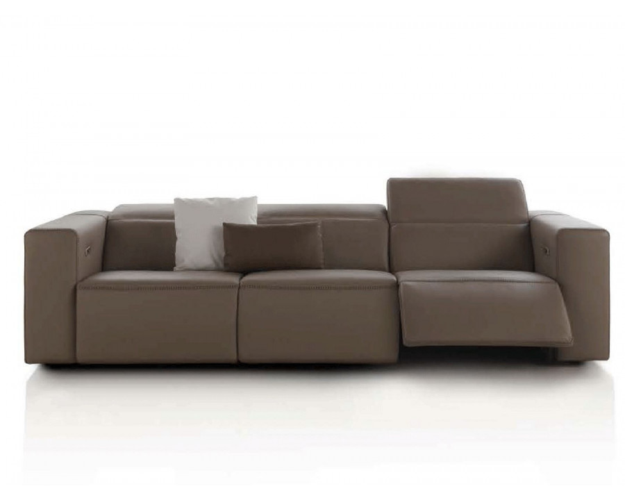 Gamamobel - Lecco Square Arms Relax Sofa with 2 Recliners in Jaguard Safari, Lux Leather