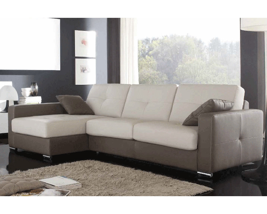 Gamamobel - Sleep Square Arms Left Facing Sectional in Lux Leather