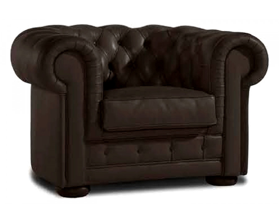 Gamamobel - Chester Rolled/Round Arms Armchair in Brown, Lux Leather