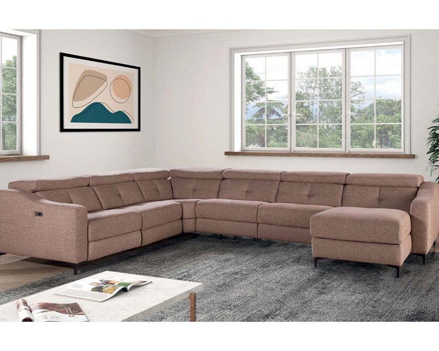 Gamamobel - Altea Square Arms Left Facing Sectional with 1 Recliner in Series 7 Fabric