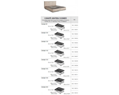 Gamamobel Canape Foldable Slatted Base Bed Frame with Storage