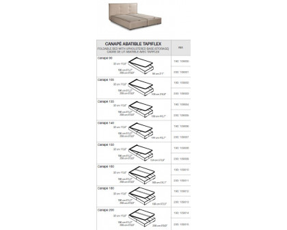 Gamamobel Canape Foldable Upholstered Base Bed Frame with Storage