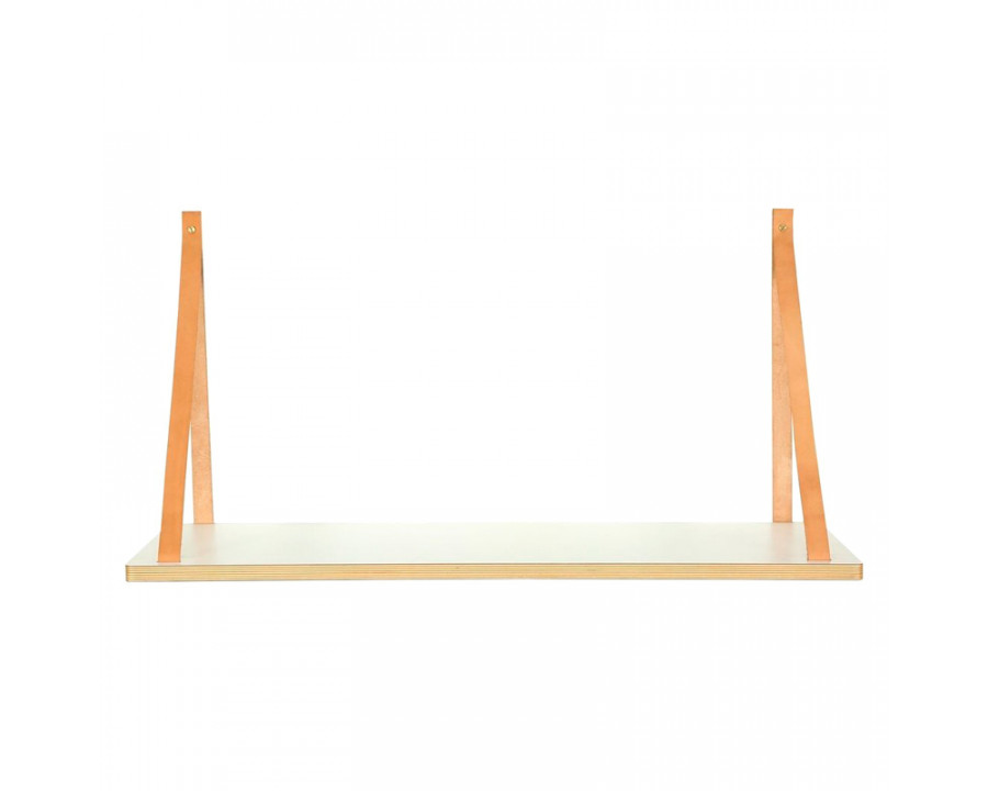 GFURN - Edge Shelf With Leather Rope in White